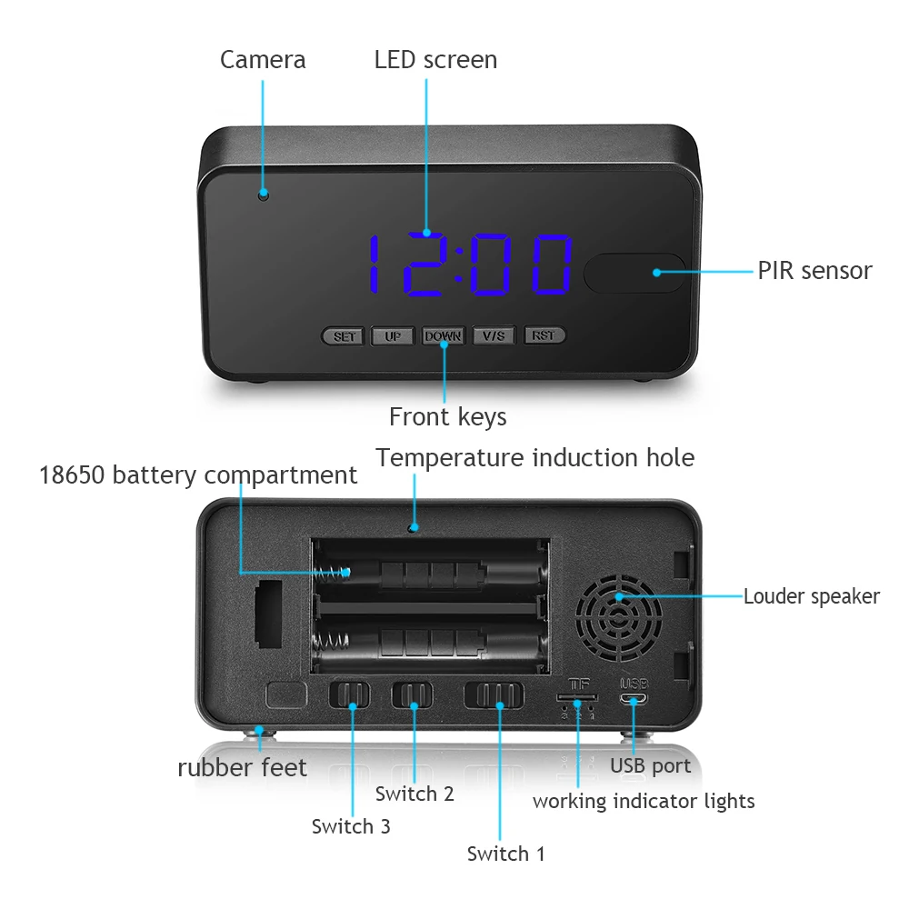 Night Vision Smart Desk Clock Camera DVR-1080PDC product view 8 of 10