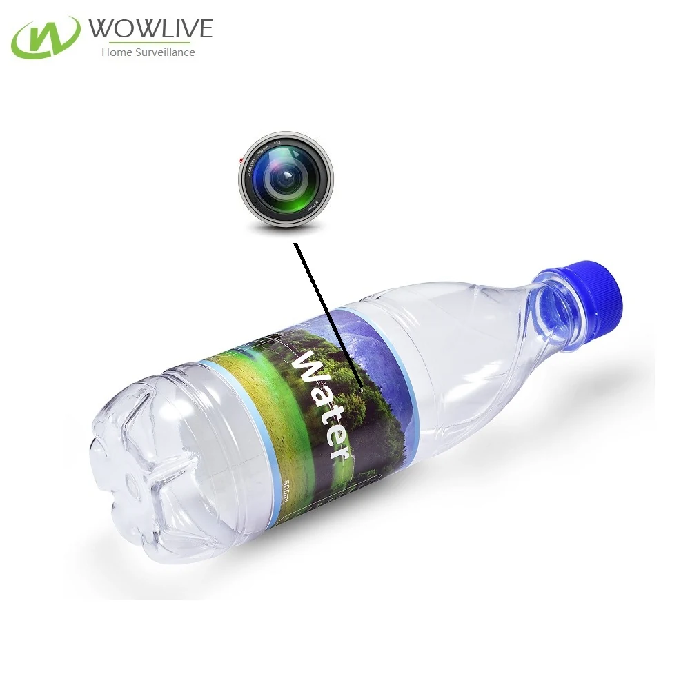 Portable Water Bottle Camera DVR-1080WWB detail view of the lens and controls