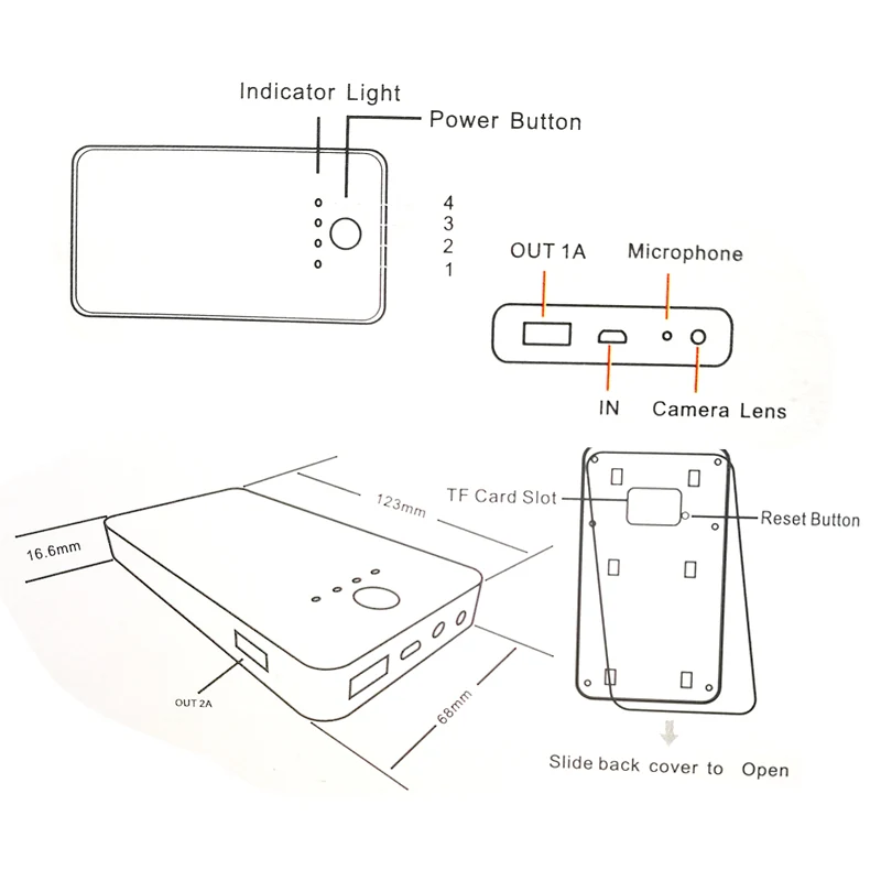1080P Power Bank Camera DVR-1080PB shown from the front