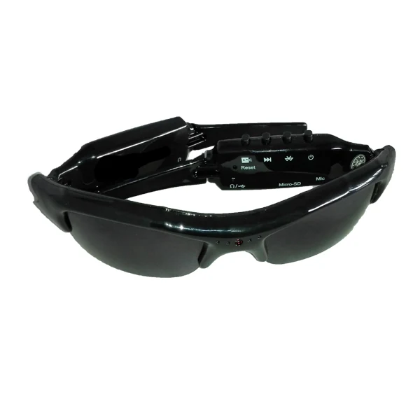 Bluetooth Sunglasses Camera With Earphone DVR-1080BSE detail view of the lens and controls