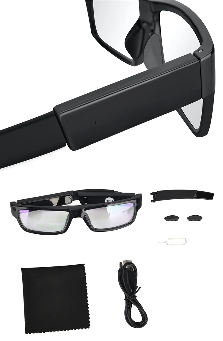 Bluetooth Sunglasses Camera With One Touch Recording DVR-1080SBG shown in a room setting