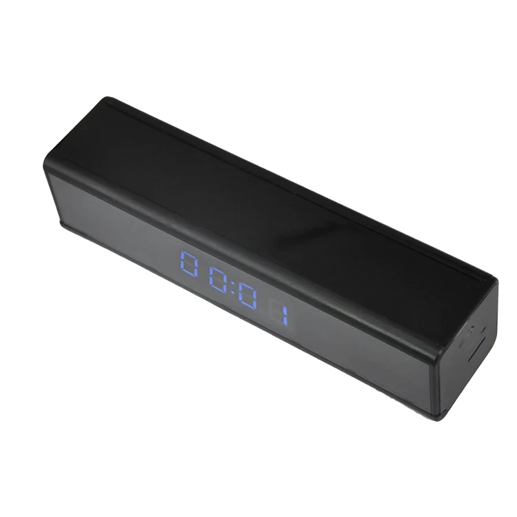Mini WiFi Alarm Clock Camera WF-1080DTC detail view of the lens and controls