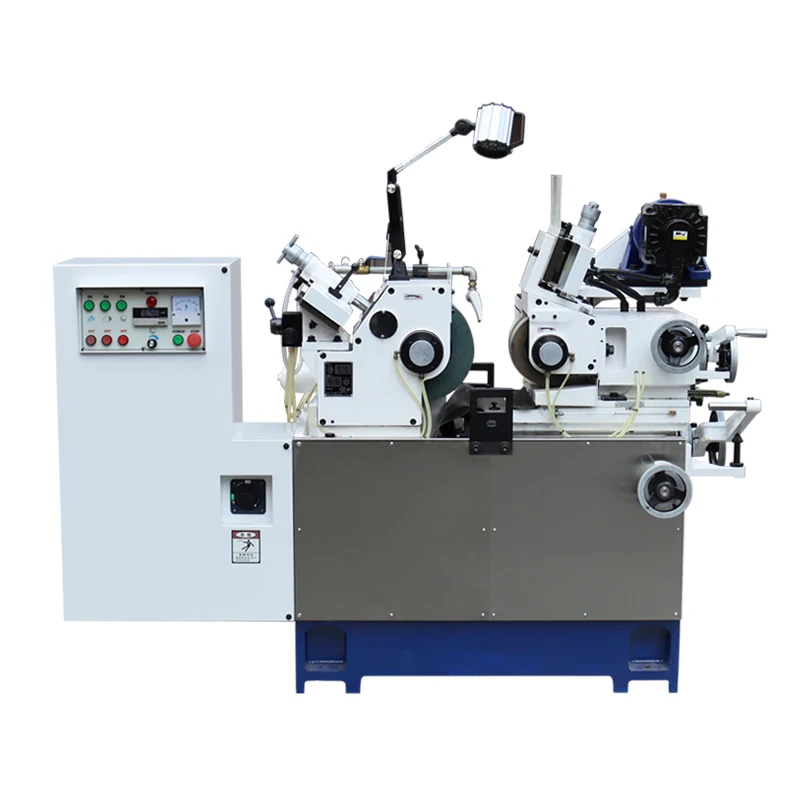 Compact centerless grinder set up for small diameter dowel pin production