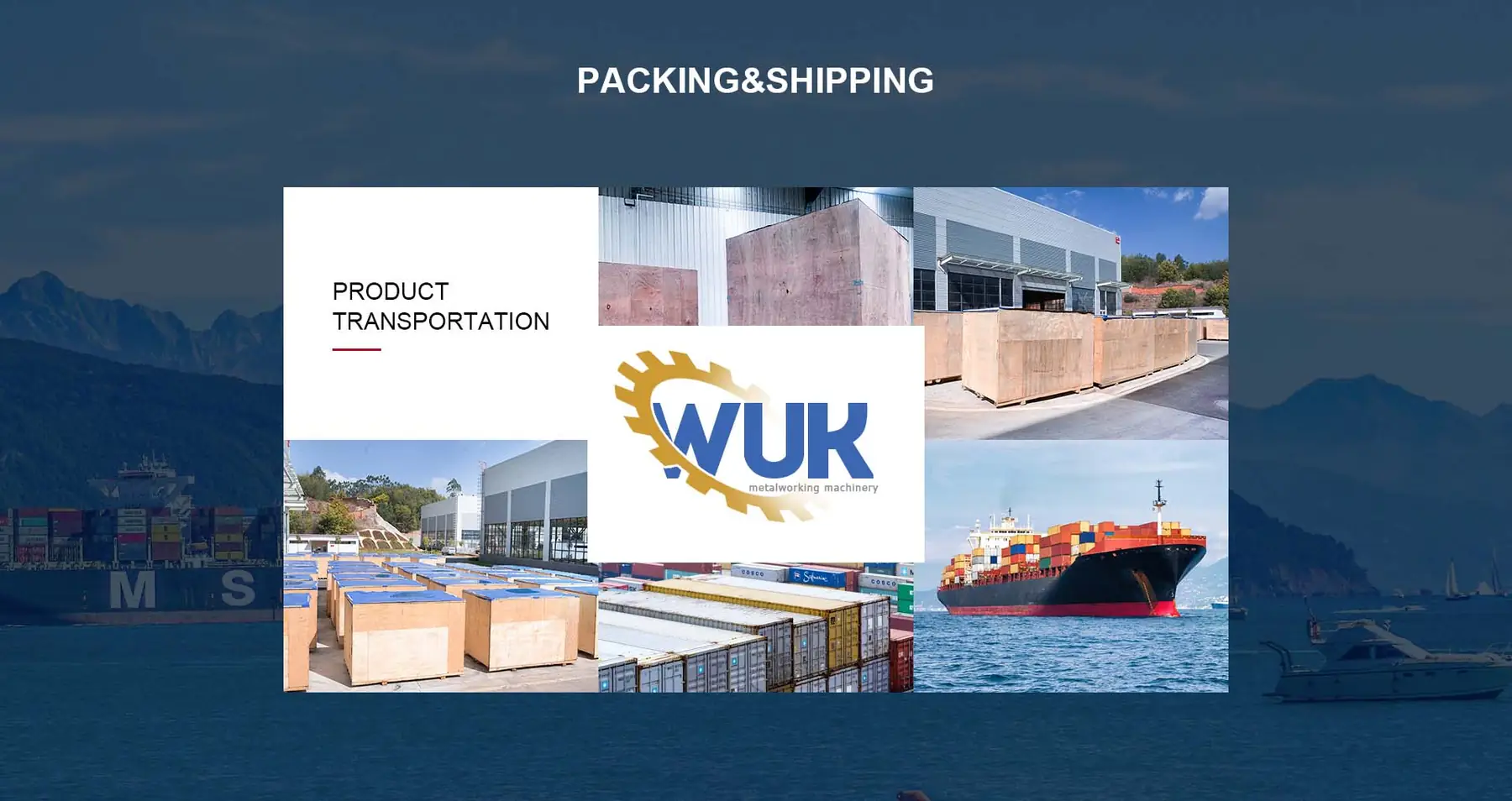 WUK grinding machines crated in plywood export cases and loaded for sea freight
