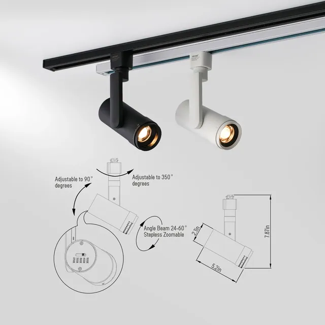 5-Color Zoomable LED Track Light XL04 beam and dimming detail