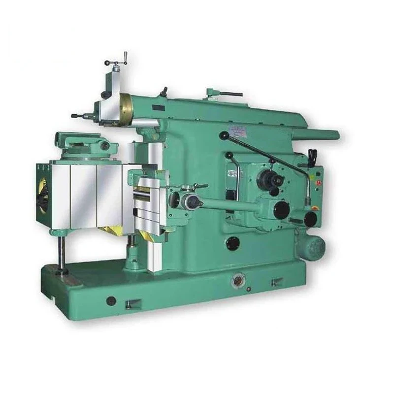 B6050 metal shaper machine with the ram and tool post above a rectangular worktable mounted on a cast column and base