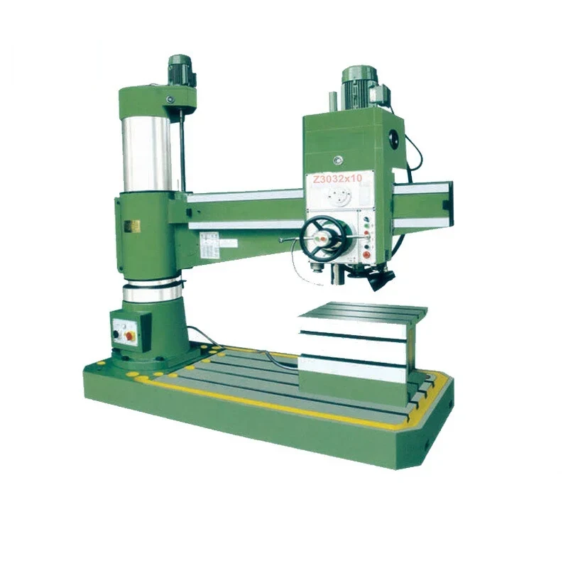 Z3032x10 radial drilling machine with round column horizontal radial arm spindle head and base plate worktable