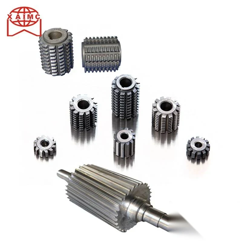 HSS involute gear hob cutter with helical cutting teeth ground flutes and central mounting bore
