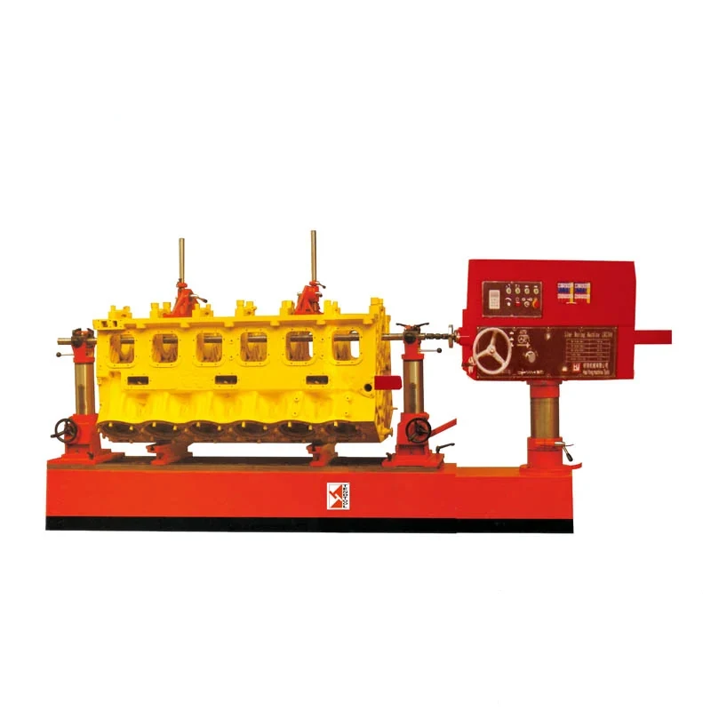 LB2300 line boring machine with long bed boring bar support brackets and headstock for engine cylinder body work