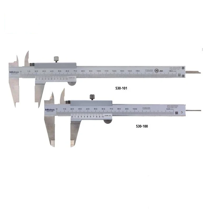 Industrial standard vernier caliper with stainless steel beam stepped graduation face outside and inside jaws and depth blade