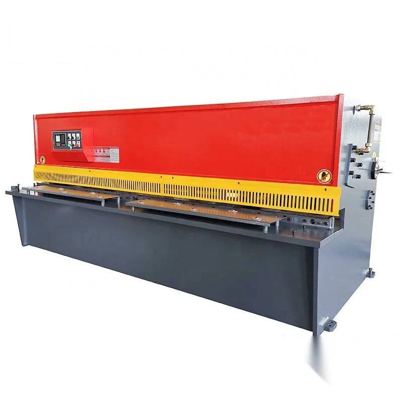 QC12Y hydraulic swing beam shearing machine with welded frame swing beam cutting bed front support arms and side hydraulic unit