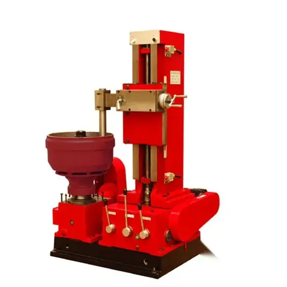 T8370 brake drums lathe with horizontal spindle hub head mounting and tool slide on a cast machine base