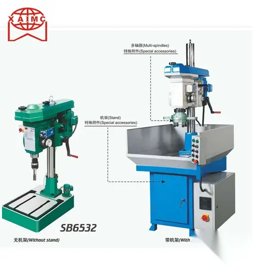 SB6516 gear type tapping machine with round column spindle head and square base table