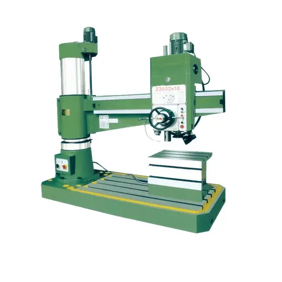 Z3032x10 radial drilling machine with round column horizontal radial arm spindle head and base plate worktable