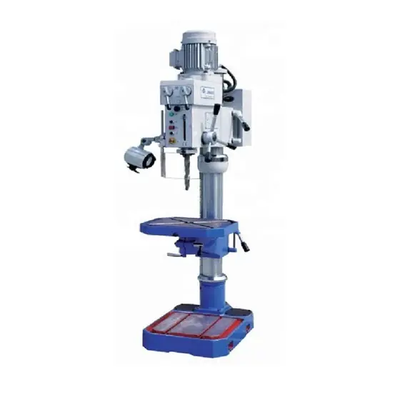 Z5025 pillar type vertical drilling machine with round column geared spindle head round worktable and rectangular base