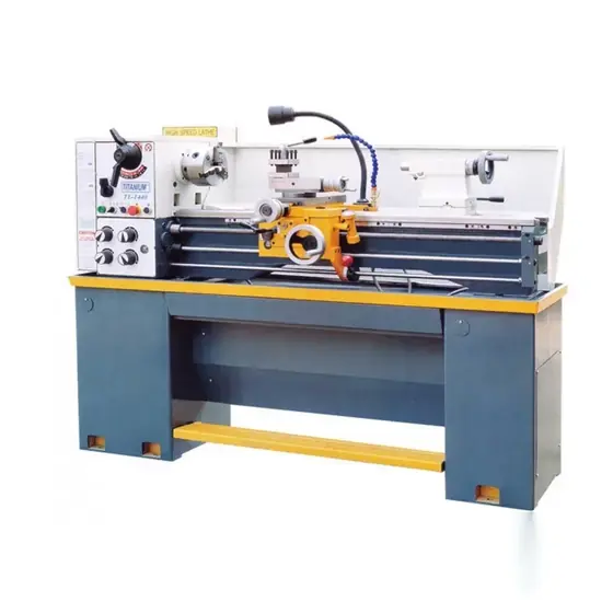 C0632A horizontal small bench type lathe with three-jaw chuck headstock gear levers carriage and tailstock