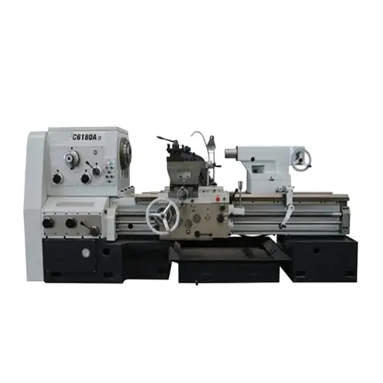 C6180A horizontal manual lathe with large chuck long bed foot post structure carriage and tailstock