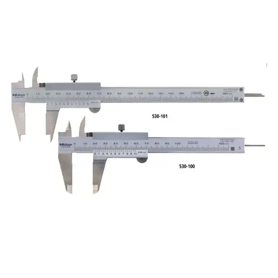 Industrial standard vernier caliper with stainless steel beam stepped graduation face outside and inside jaws and depth blade