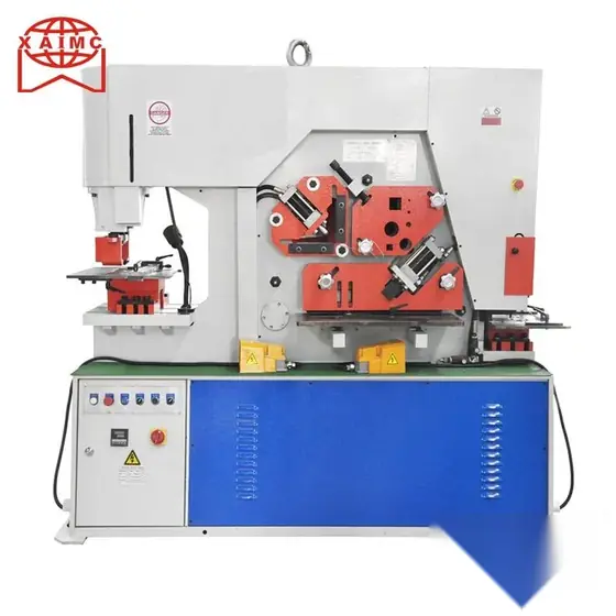 Q35Y-20 hydraulic combined punching and shearing ironworker with punching station shearing blades and gauging table