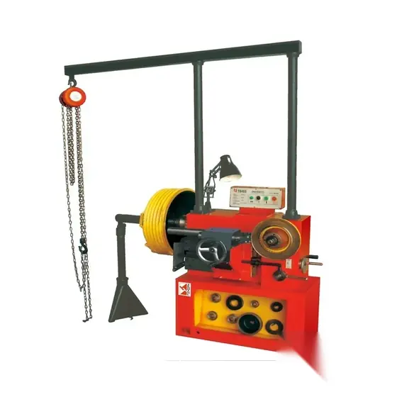 T8465 brake drum and disc lathe machine with twin perpendicular spindles integrated box casting and automatic feed slide