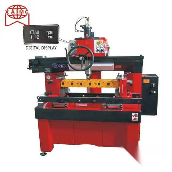 TL120DRO digital display valve seat machine with air-float work head digital readout panel and tilting head fixture