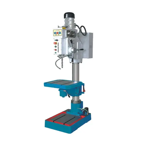 Z5030 pillar type vertical drilling machine with round column powered table lift geared head and coolant system