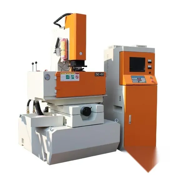 ZNC350 spark erosion die sinking EDM machine with C-frame column dielectric work tank worktable and control cabinet