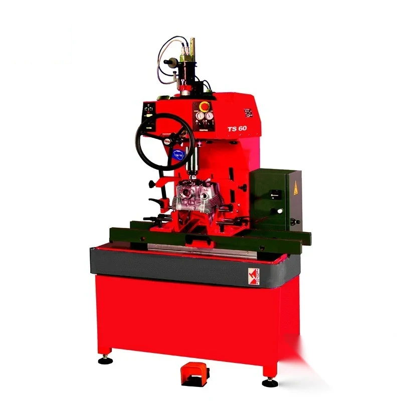 TS60 valve seat and guide cutting machine with air-float work head and air-floated table fixture holding a small cylinder head