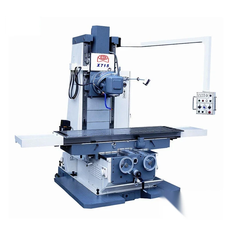 X715 bed type vertical milling machine with vertical milling head on the column long fixed-bed worktable and digital readout display mounted beside the controls