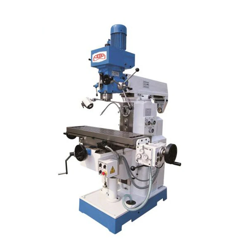 XZ6350Z universal vertical drilling and milling machine with vertical spindle head depth stop scale quartz work lamp and T-slotted worktable on the knee
