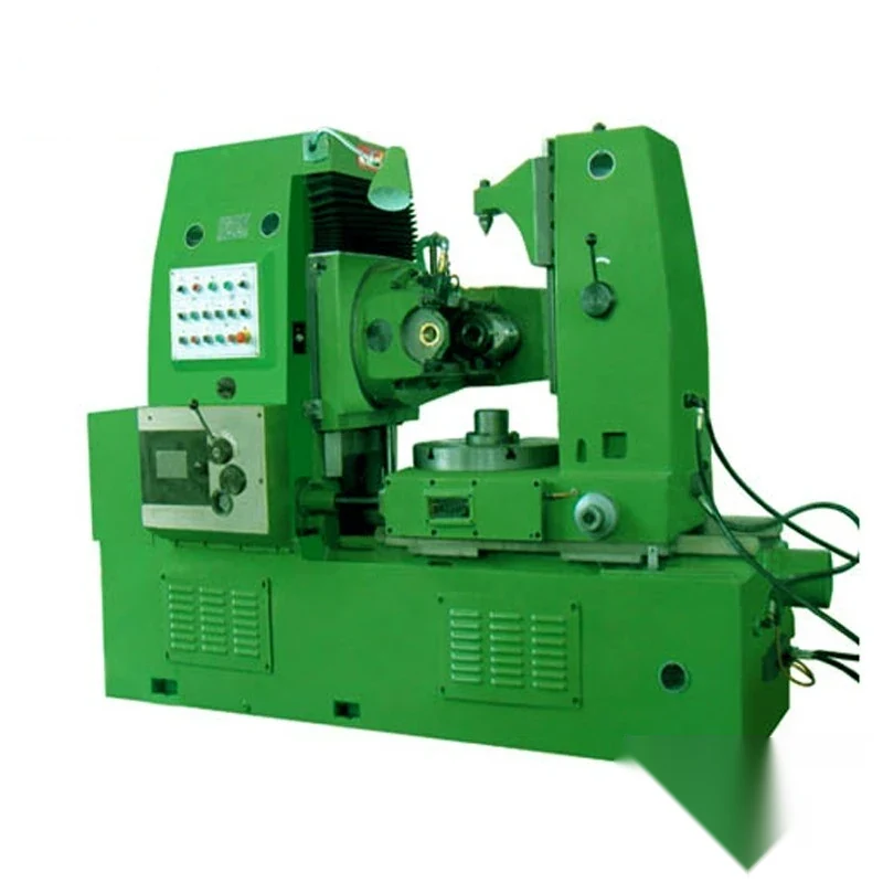 YB3180 vertical gear hobbing machine with tall column hob slide work table safety guarding and control panel mounted on the machine