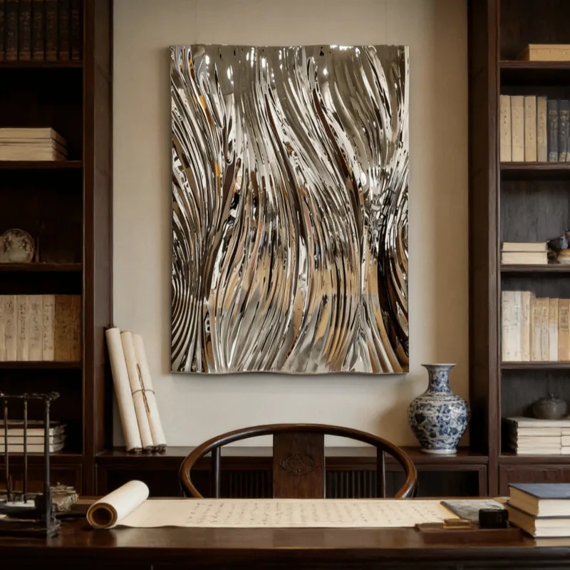 Stainless Steel Corrugated Metal Wall Decoration Commercial Background Wall Design A view 5