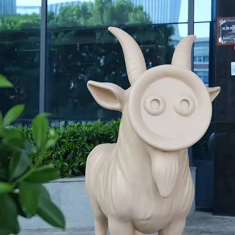 Modern Large-Scale Animal Cartoon Outdoor Decorative Fiberglass Resin Goat Figure view 3