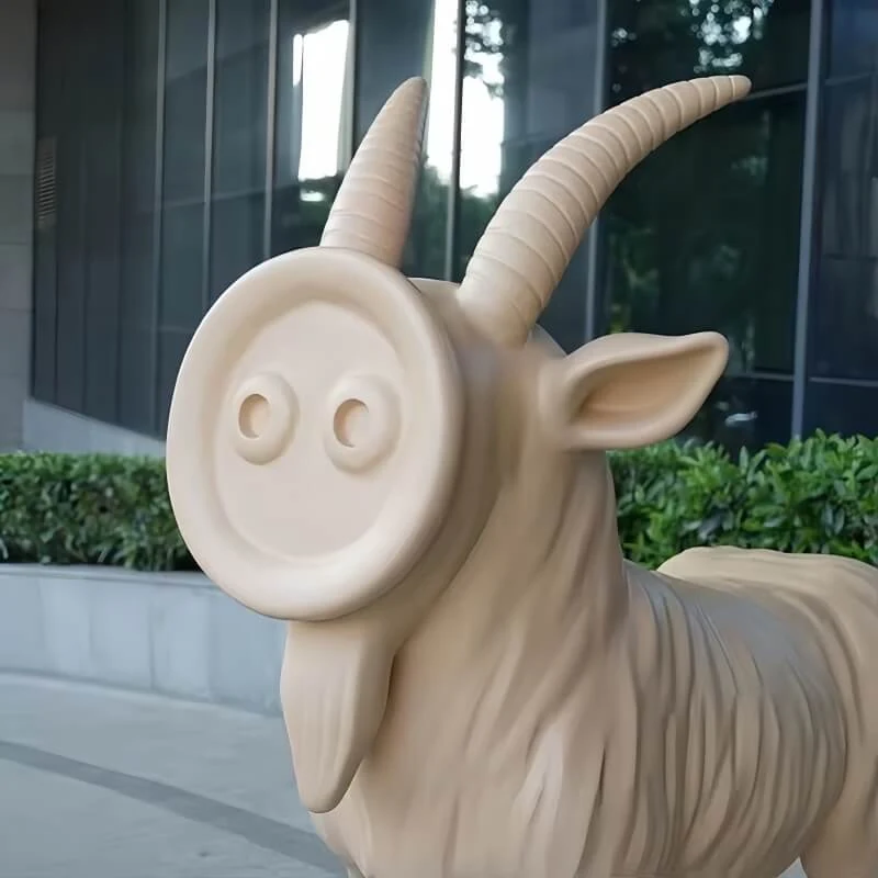 Modern Large-Scale Animal Cartoon Outdoor Decorative Fiberglass Resin Goat Figure view 4