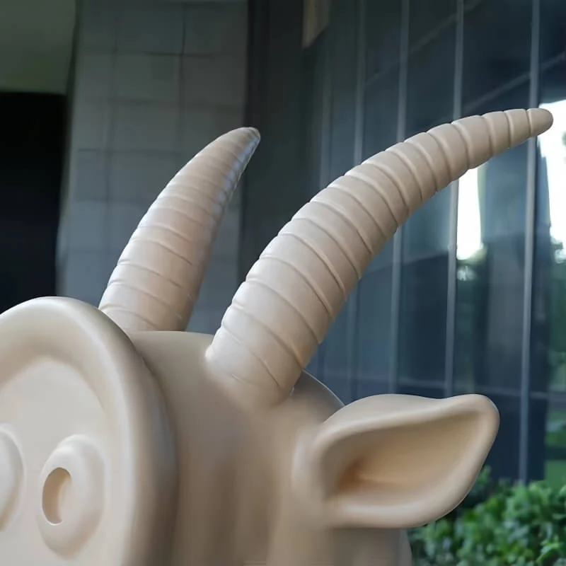 Modern Large-Scale Animal Cartoon Outdoor Decorative Fiberglass Resin Goat Figure view 5