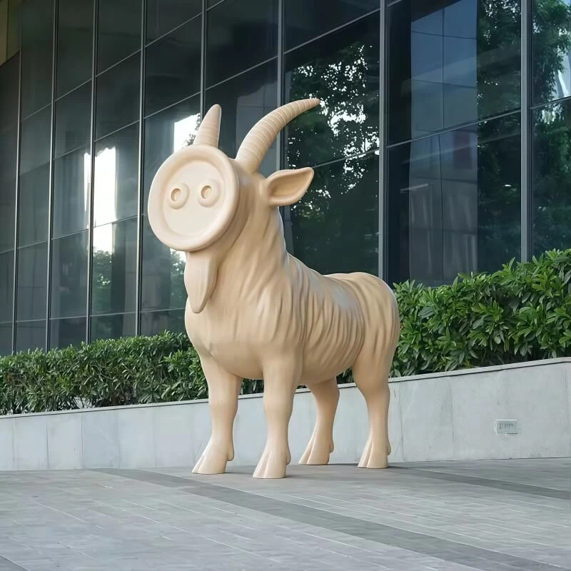 Modern Large-Scale Animal Cartoon Outdoor Decorative Fiberglass Resin Goat Figure produced by Xinhengda Sculpture in Shenzhen