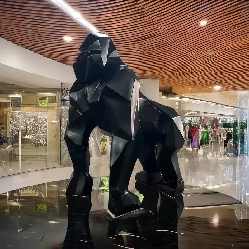 Modern Large-Scale Cartoon-Style Outdoor Decorative Fiberglass Resin Gorilla Sculpture view 2