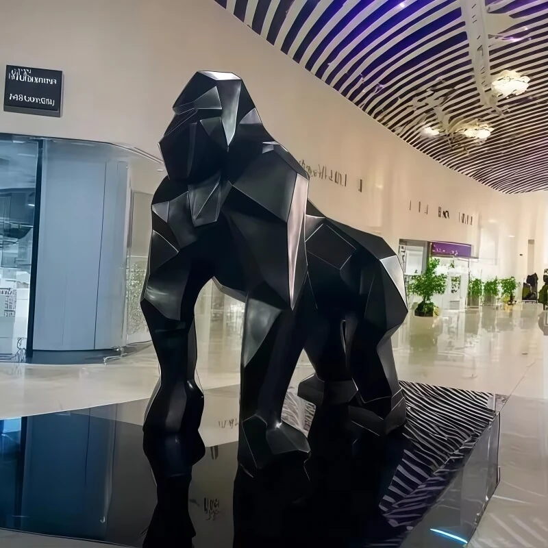 Modern Large-Scale Cartoon-Style Outdoor Decorative Fiberglass Resin Gorilla Sculpture view 4