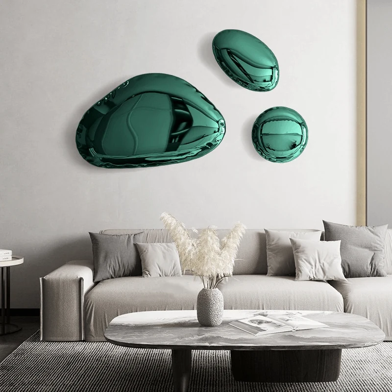 Modern Stainless Steel Metal Indoor and Outdoor Pebble Creative Wall Panel Design A view 3