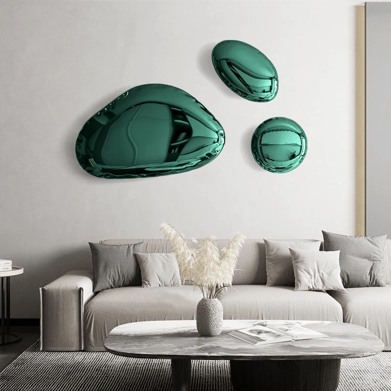 Modern Stainless Steel Metal Indoor and Outdoor Pebble Creative Wall Panel Design A view 6