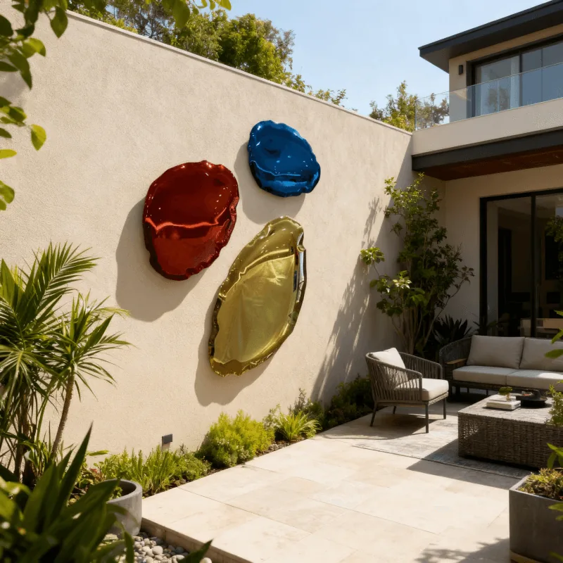 Modern Stainless Steel Metal Indoor and Outdoor Pebble Creative Wall Panel Design B view 4