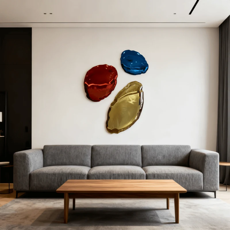 Modern Stainless Steel Metal Indoor and Outdoor Pebble Creative Wall Panel Design B view 2