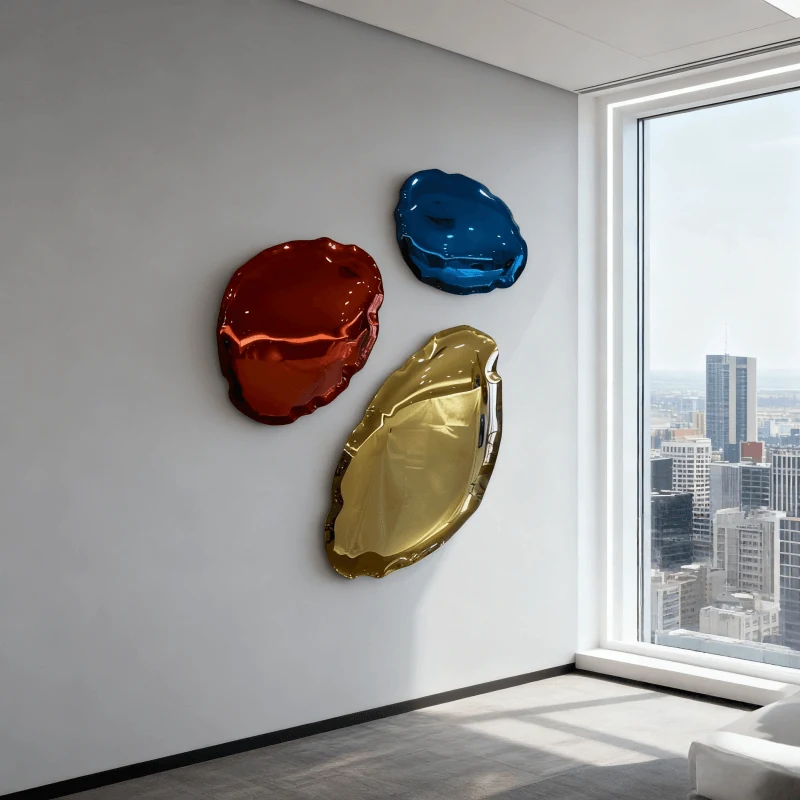 Modern Stainless Steel Metal Indoor and Outdoor Pebble Creative Wall Panel Design B view 3
