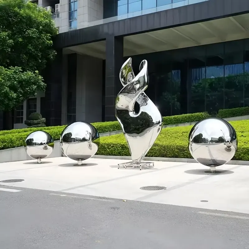Stainless Steel Mirror-Faced Large Sphere Design A view 5