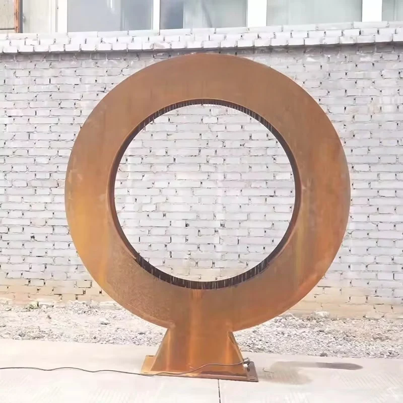 Large Modern Outdoor Garden Decorative Metal Art Ring Fountain view 4