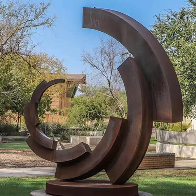 Large Abstract Metal Corten Steel Garden Sculpture view 2