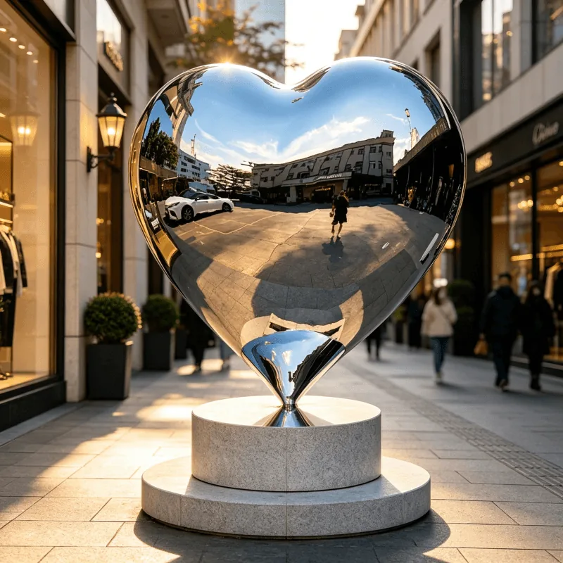 Large Stainless Steel Love Shaped Sculpture referenced in this guide