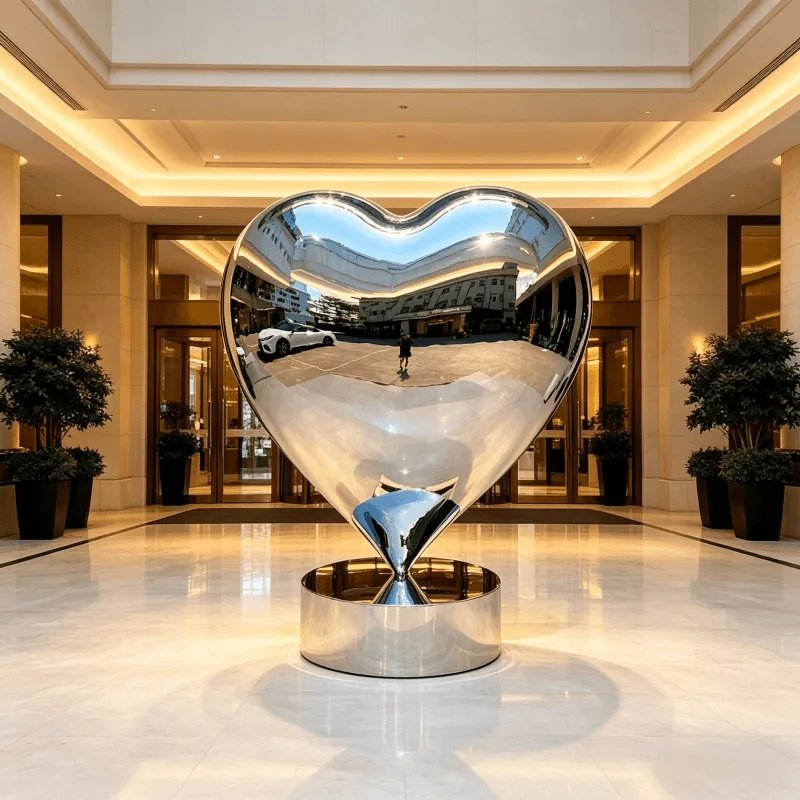 Large Stainless Steel Love Shaped Sculpture view 5