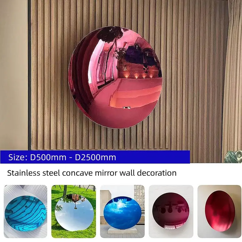 Modern Stainless Steel Metal Indoor and Outdoor Concave Mirror produced by Xinhengda Sculpture in Shenzhen