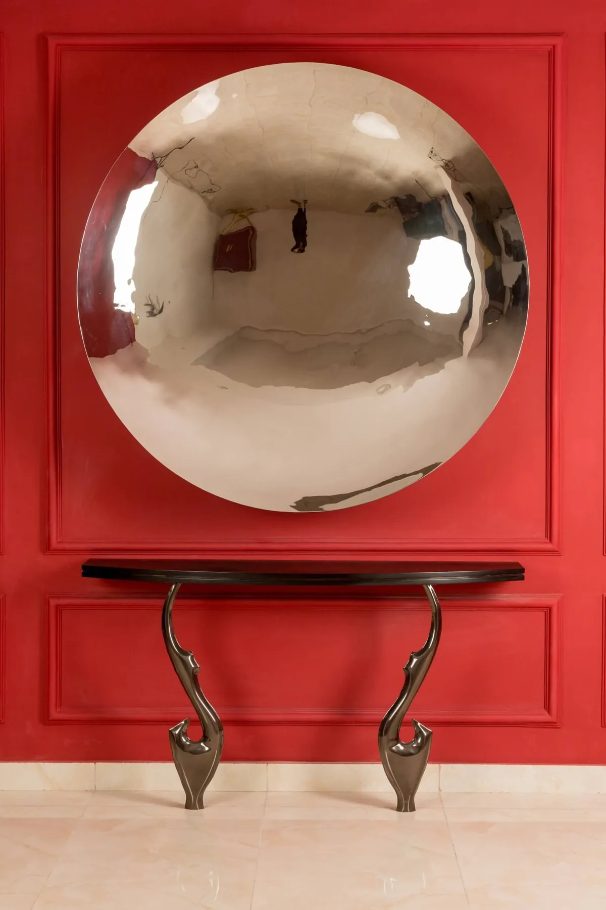 Modern Stainless Steel Metal Indoor and Outdoor Concave Mirror view 3